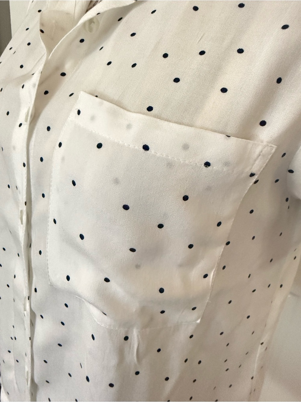 Jayna White & Black Polka Dot Rayon Button Front Blouse Size Small - Picture 5 of 7